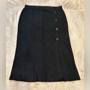 Milano Black Pencil Skirt with Button Detail